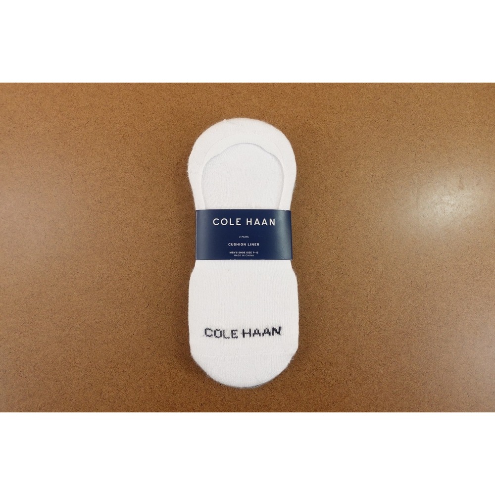Cole Haan Mens Shoe Size 7-12 White Gray Cushion Liner Socks 2 Pairs NWT